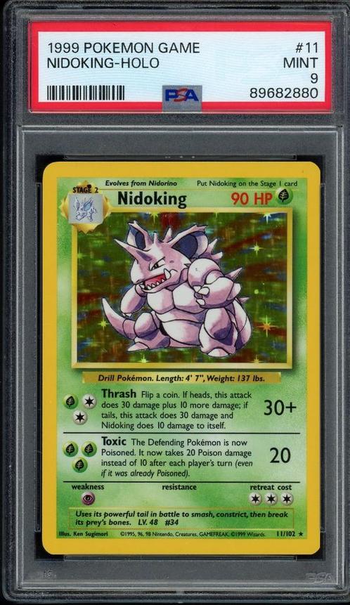 Nidoking Holo PSA 9 - 11/102 - Kit de base 1999, Hobby & Loisirs créatifs, Jeux de cartes à collectionner | Pokémon, Comme neuf