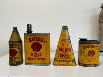 Divers vieux bidons d'huile SHELL 