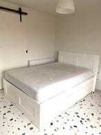 BRIMNES Bedframe met opberger en bedeinde, wit, 140x200 cm, Ophalen, Zo goed als nieuw, Wit