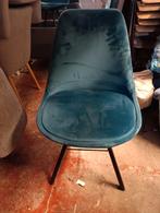 Lot de 3 chaises de salle à manger en velours bleu, Maison & Meubles, Enlèvement, Métal