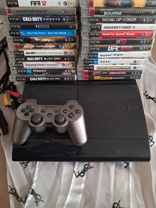 Ps3 slim special 500Gmet 1controller20 games en alle kabels, Games en Spelcomputers, Spelcomputers | Sony PlayStation 3, Zo goed als nieuw