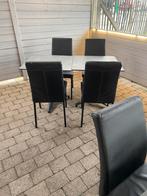 Zwarte-lederen-stoelen, Huis en Inrichting, Ophalen, Gebruikt