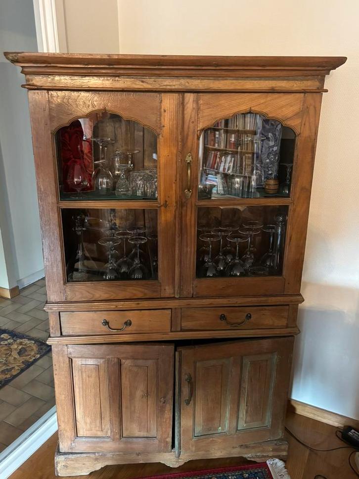 Armoire vitrine ancienne en bois, Huis en Inrichting, Kasten | Buffetkasten, Gebruikt, Ophalen