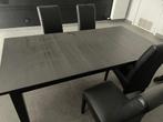 Uitschuifbare tafel bruin hout + 6 stoelen, Huis en Inrichting, Tafels | Eettafels, 200 cm of meer, 100 tot 150 cm, Gebruikt, Rechthoekig