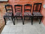 4 stoelen met kussens, Maison & Meubles, Chaises, Autres matériaux, Quatre, Noir, Enlèvement