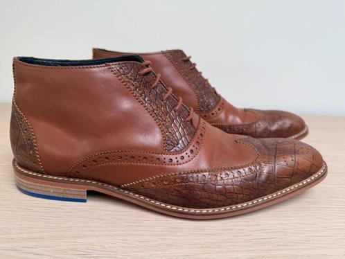 Herenschoenen cognac croco/calfs (maat 43), Kleding | Heren, Schoenen, Zo goed als nieuw, Veterschoenen, Bruin, Ophalen of Verzenden