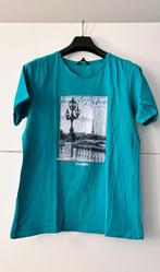 MS Mode turkoise T-shirt met print, Blauw, Maat 42/44 (L), Ophalen of Verzenden, Zo goed als nieuw
