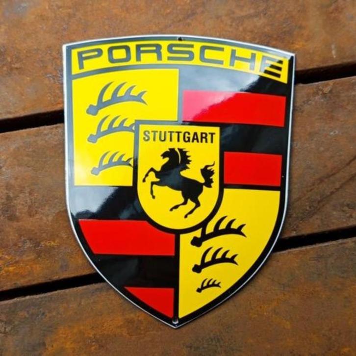 Emaille Schild PORSCHE Dealer Reclamebord Plaque Logo Wapen, Verzamelen, Merken en Reclamevoorwerpen, Gebruikt, Reclamebord, Verzenden