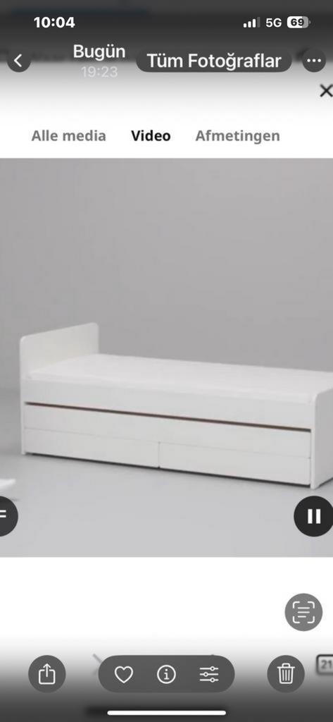 SLAKT Bedframe  90x 2000 İKEA, Maison & Meubles, Chambre à coucher | Lits, Utilisé, Deux personnes, 90 cm, 200 cm, Bois, Blanc