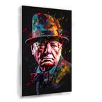 Tableau Winston Churchill 90x135cm Forex + Système d'accroch, 75 cm ou plus, Envoi, Création originale, 125 cm ou plus