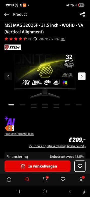 Msi monitor 180hz beschikbaar voor biedingen
