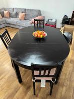 Uitschuifbare houten eettafel + 4 stoelen gratis - 50€, Huis en Inrichting, Gebruikt, 100 tot 150 cm, Ophalen of Verzenden, Vijf personen of meer