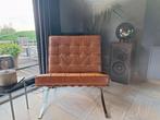 Replica Barcelona chair + hocker nieuwstaat, Ophalen, Zo goed als nieuw, Leer