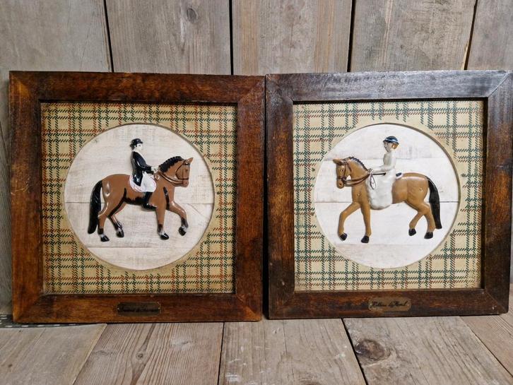 Ruiter en Amazone op hout, Antiquités & Art, Curiosités & Brocante, Enlèvement ou Envoi