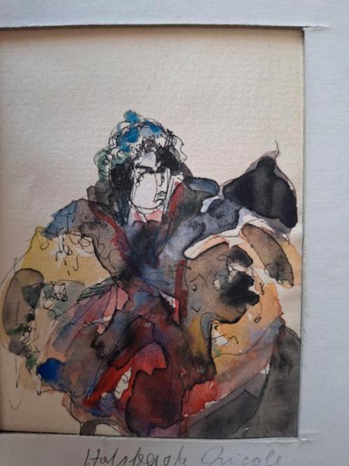 Aquarel van Nicole Halsberghe Ruiter te paard, Antiek en Kunst, Kunst | Tekeningen en Fotografie, Ophalen of Verzenden