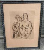 Gravure femme signe Louis buisseret, Enlèvement ou Envoi