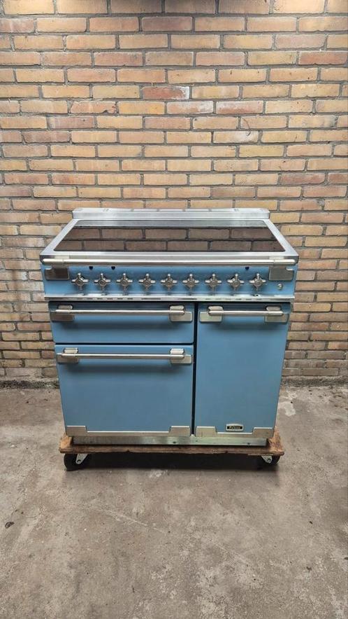 Falcon Elise 90 China blue/nickel zo goed als nieuw, Elektronische apparatuur, Fornuizen, Zo goed als nieuw, Inductie, Grill, Ophalen of Verzenden