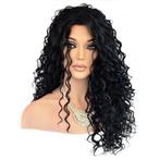 Lace pruik lang zwart haar met krullen Delaney kleur 1b, Nieuw, Pruik of Haarverlenging, Verzenden