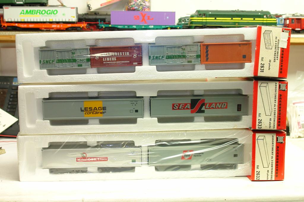 JOUEF SNCF SNCB SET VAN 3 DOZEN EN CONTAINERS, Hobby en Vrije tijd, Modeltreinen | H0, Nieuw, Brug, Tunnel of Gebouw, Gelijkstroom of Wisselstroom