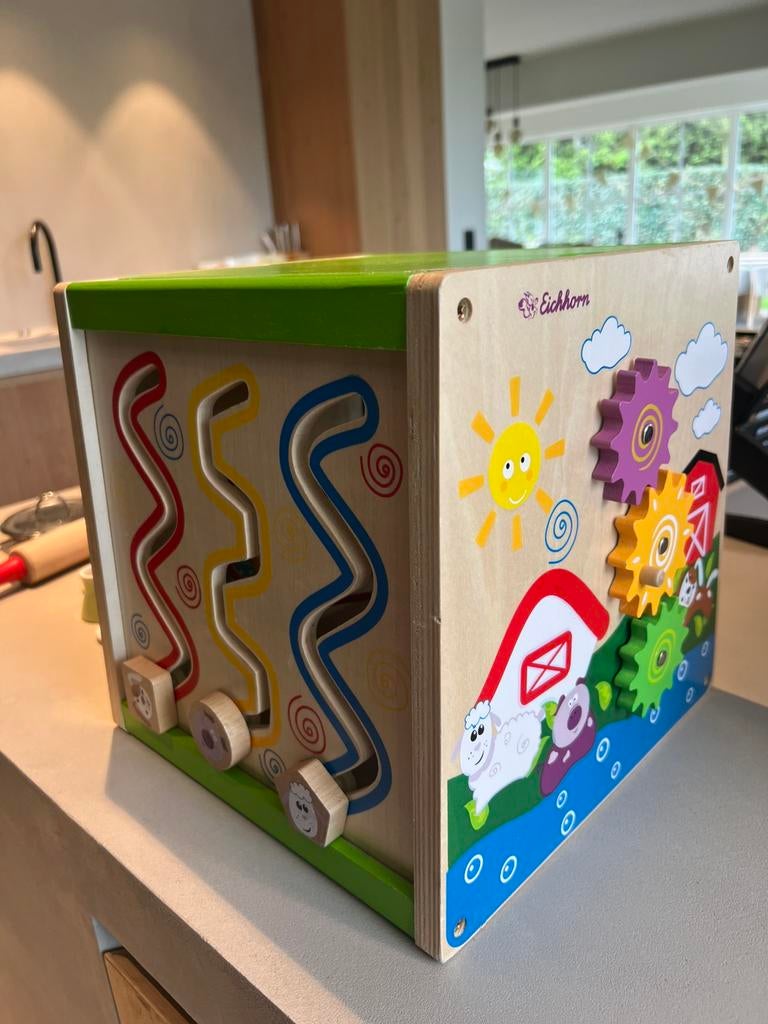 Activiteiten box (cube) hout, Kinderen en Baby's, Ophalen, Gebruikt, Overige typen, Met wieltjes