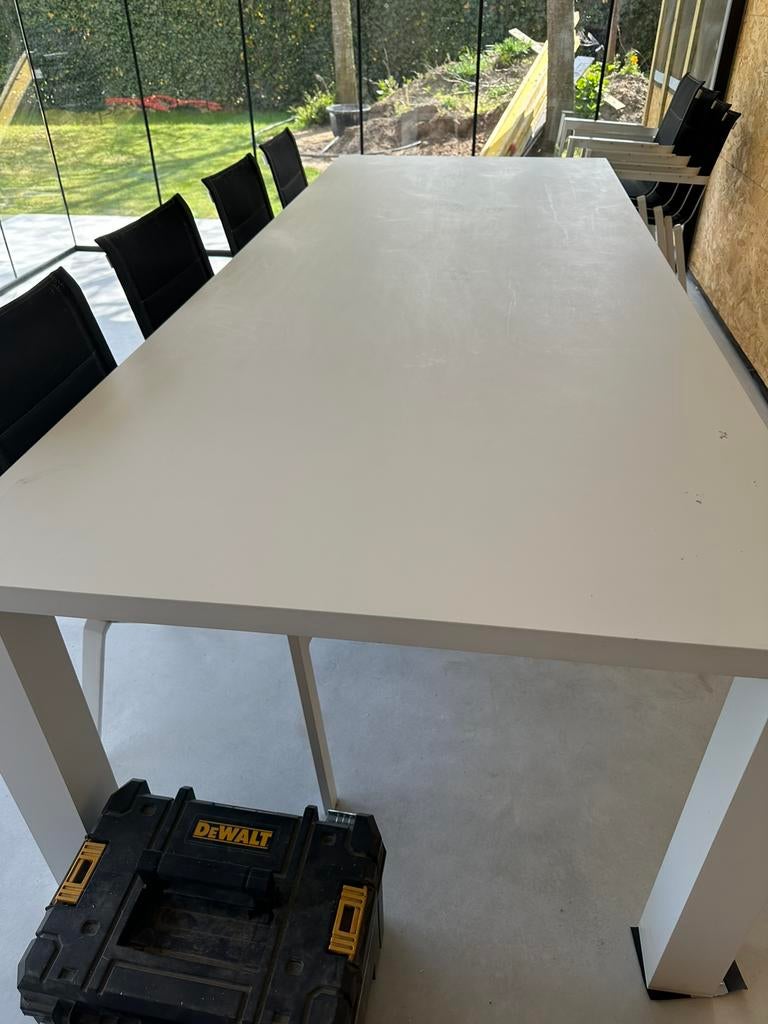 Bristol tuinstoelen 8x met tafel 110x280 WIT, Tuin en Terras, Tuinstoelen, Gebruikt, Aluminium, Ophalen