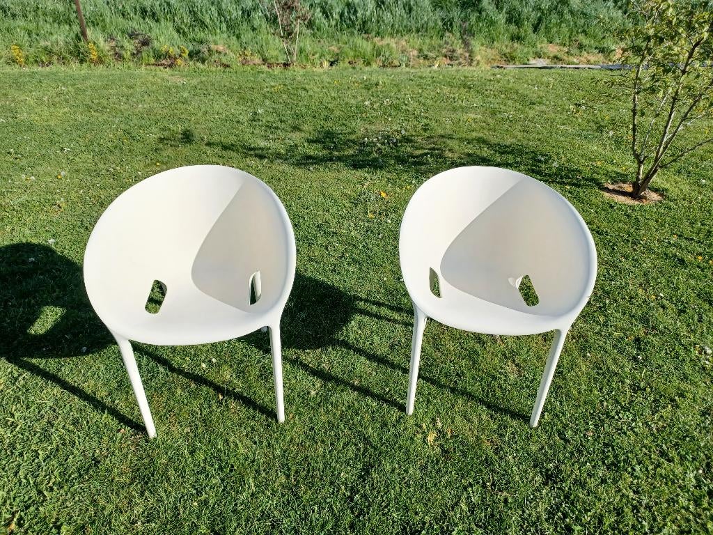 2 tuinstoelen starck soft egg driade, Ophalen, Zo goed als nieuw, Kunststof, Stapelbaar