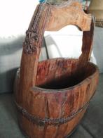 brocante Chinese houten emmer, kuipemmer, Antiek en Kunst, Curiosa en Brocante, Ophalen