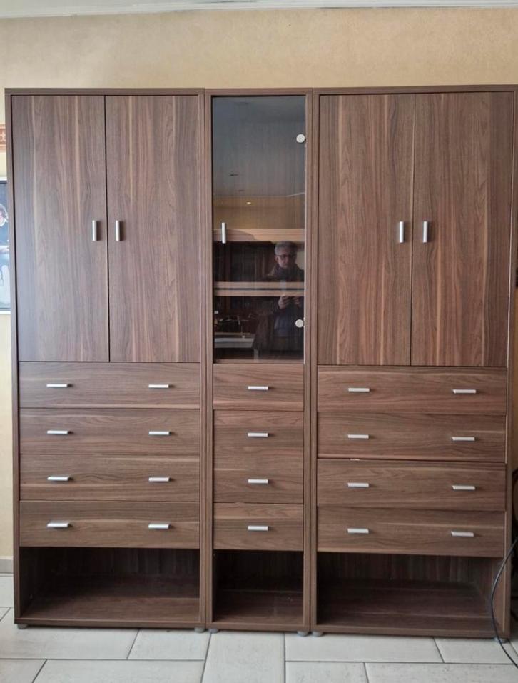 Modulaire wandkast, Maison & Meubles, Armoires | Armoires murales, Comme neuf, 200 cm ou plus, 200 à 250 cm, 25 à 50 cm, Avec tiroir(s)