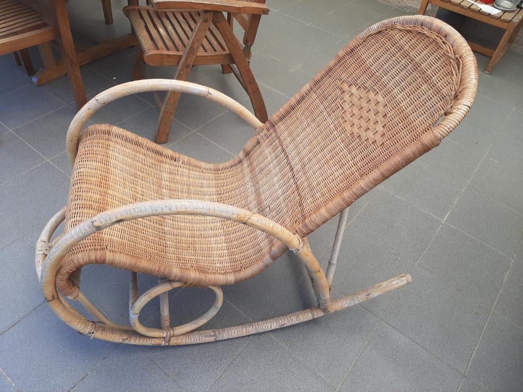 Schommelstoel in riet, Ophalen, Gebruikt, 75 tot 100 cm, Vlechtwerk riet