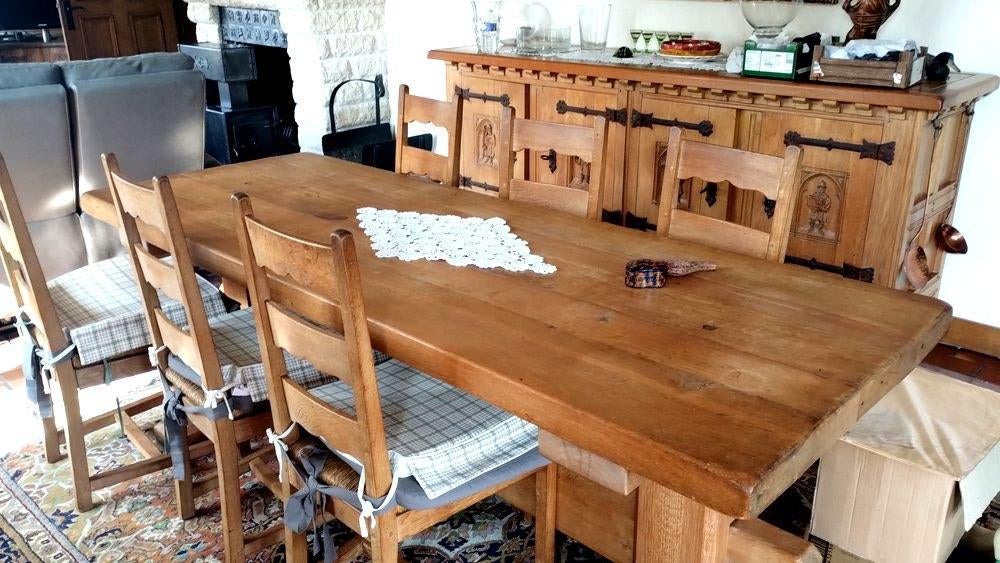 Eetkamer van massief eikenhout, Ophalen, Gebruikt, 4 tot 6 stoelen