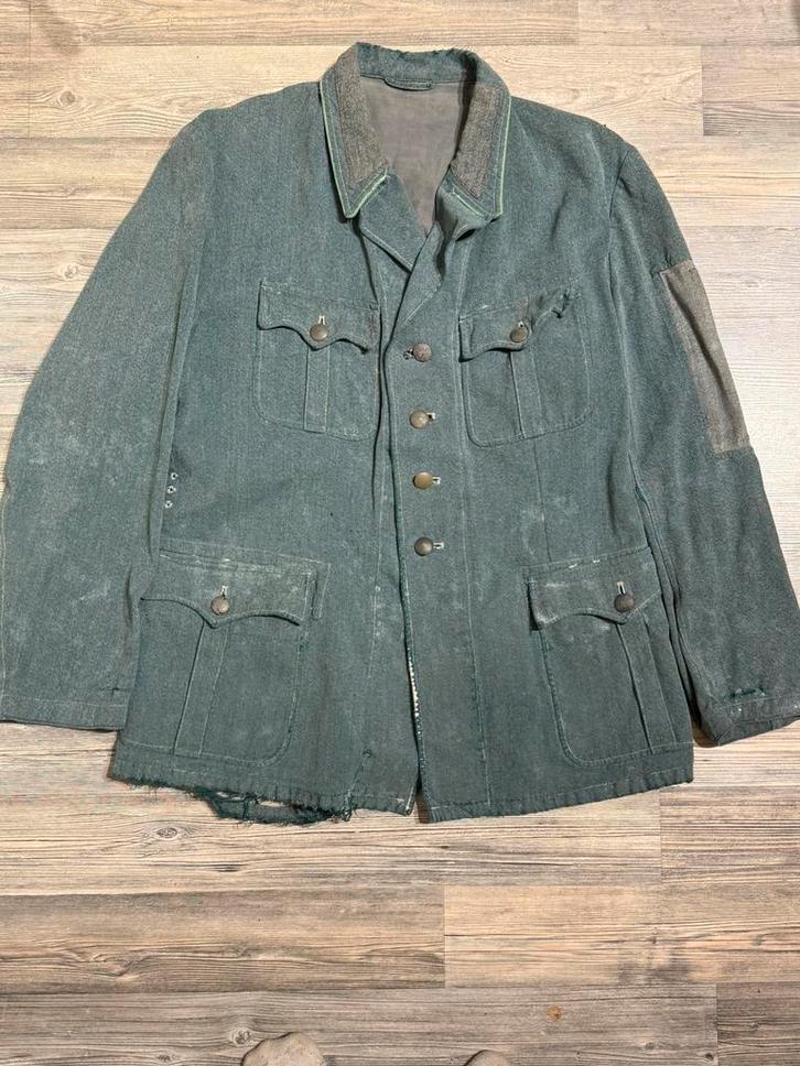 Duitse Jas Politie Drillich uniformjas (Feldbluse) ww2, Verzamelen, Militaria | Tweede Wereldoorlog, Landmacht, Kleding of Schoenen