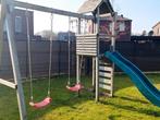 Houten speeltuin met schommels en glijbaan, Ophalen, Gebruikt, Glijbaan