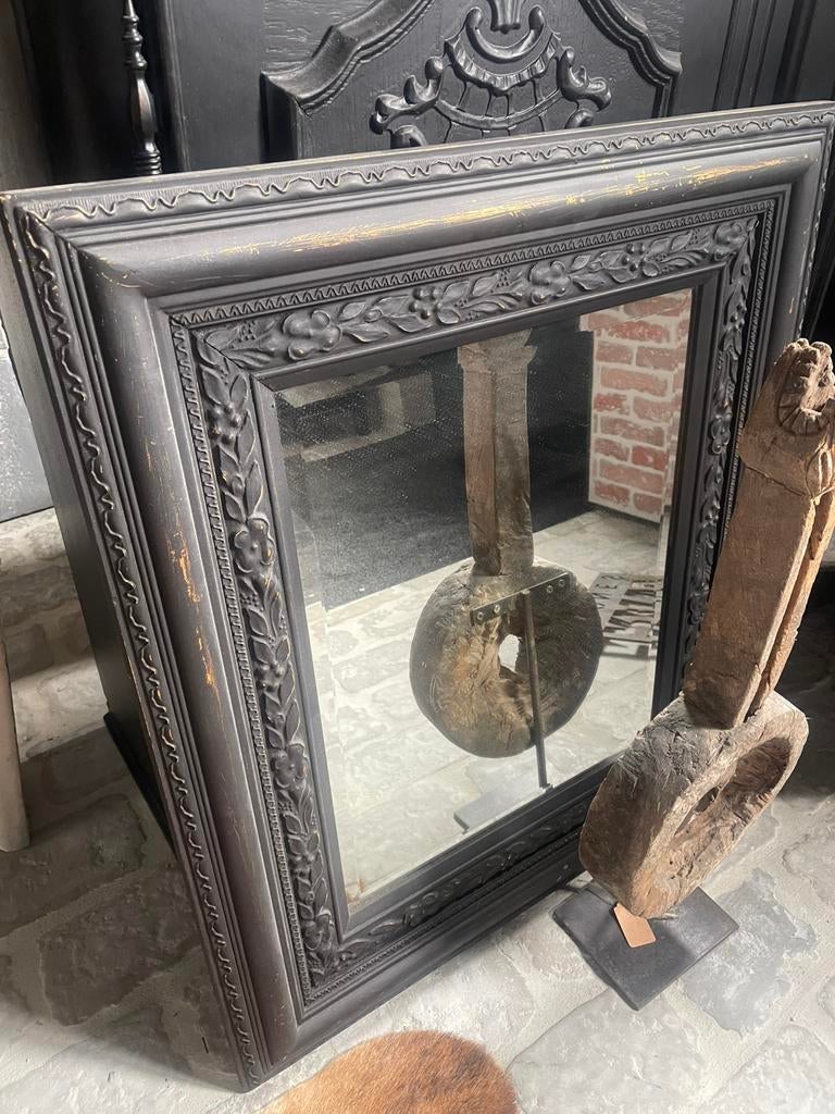 Spiegel met zwarte kader, Antiek en Kunst, Ophalen