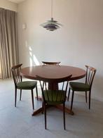 Vintage Scandinavische eettafel + 4 stoelen – mid century –, Enlèvement