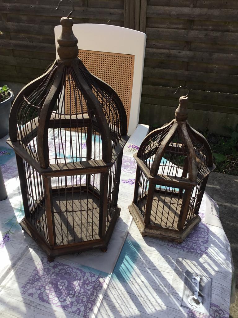 2 siervogelkooitjes, Tuin en Terras, Tuinwanddecoratie, Ophalen, Zo goed als nieuw