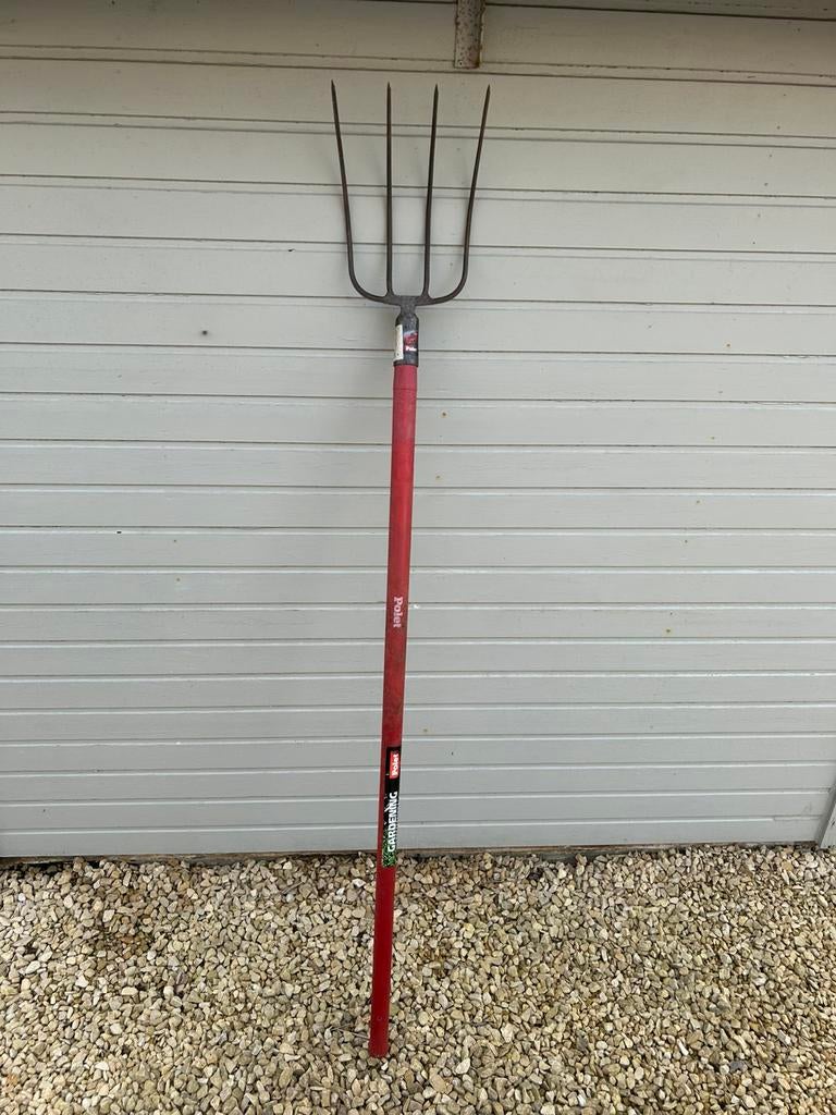 Fourche à fumier Polet à 4 dents avec long manche en fibre, Jardin & Terrasse, Enlèvement, Comme neuf