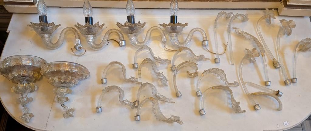 Ensemble pour 2 Appliques Murano Or 24k - Style Barovier, Antiquités & Art, Enlèvement ou Envoi