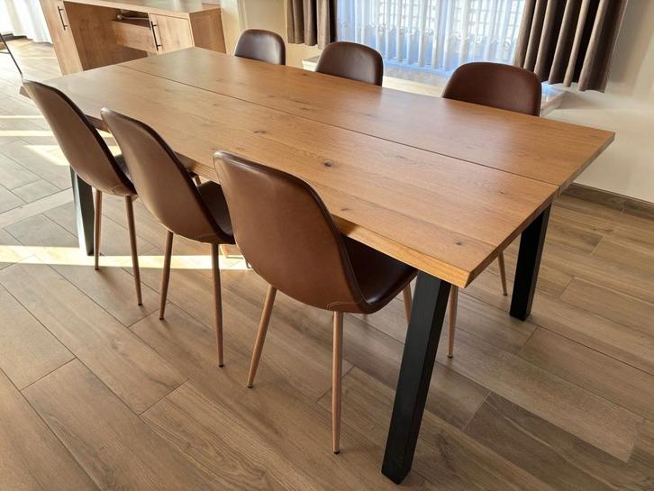 Eettafel (Incl 6 stoelen), Maison & Meubles, Tables | Tables à manger, Utilisé, 50 à 100 cm, 200 cm ou plus, Cinq personnes ou plus