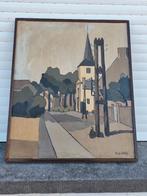 Huile sur toile village signe rik gielis, Ophalen of Verzenden