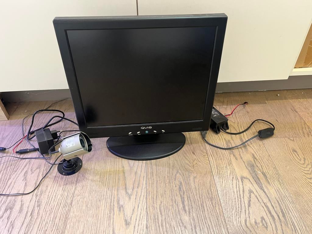 Scherm met camera en bekabeling, Ophalen, Zo goed als nieuw