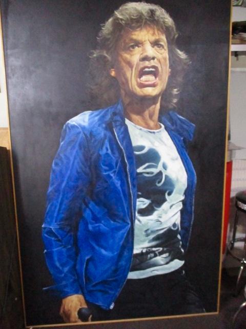 MICK JAGGER  SUPER SCHILDERIJ UNIC, Verzamelen, Retro, Huis en Inrichting, Ophalen