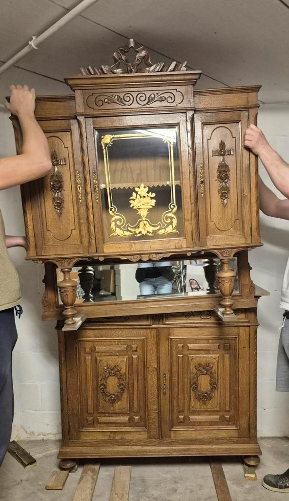 Eiken vitrinekast, Antiek en Kunst, Antiek | Meubels | Kasten, Ophalen
