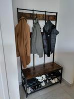 Porte-manteau industriel avec banc et étagère à chaussures, Maison & Meubles, Comme neuf, Bois, Portemanteau sur pied, 150 à 200 cm