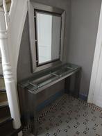 Wandmeubel in inox met spiegel, Huis en Inrichting, Tafels | Kaptafels, Ophalen