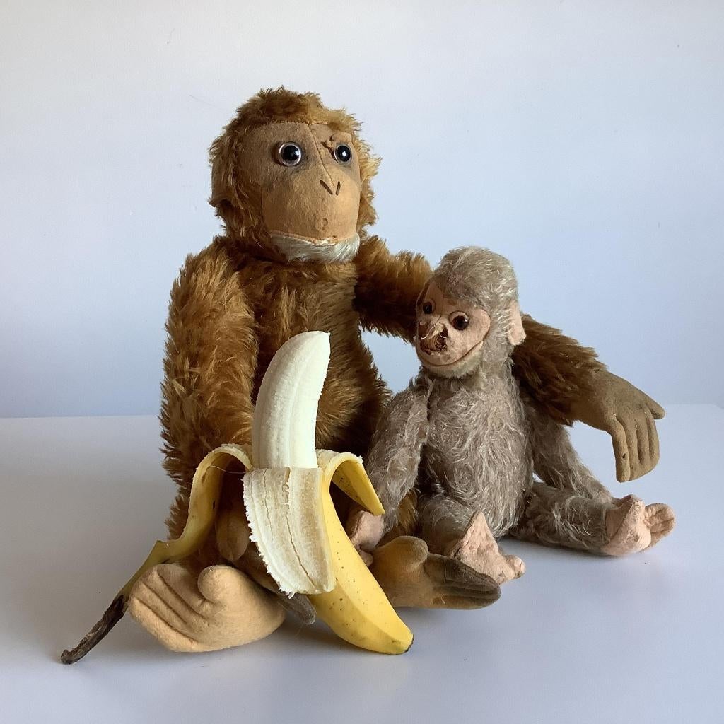 2 schattige vintage aapjes, Verzamelen, Beren en Cherished Teddies, Gebruikt, Stoffen beer, Steiff, Ophalen of Verzenden