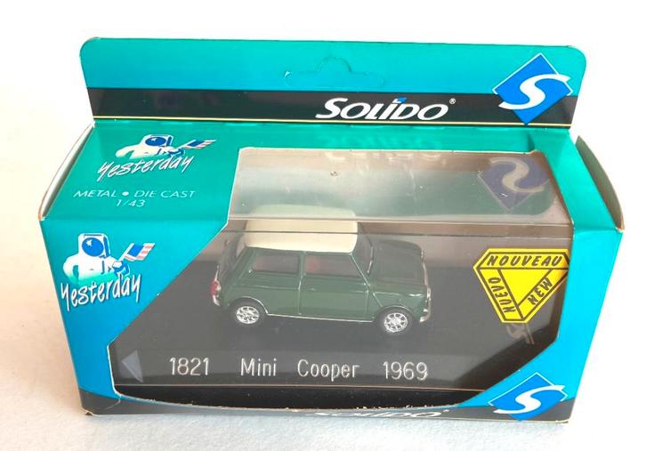 Mini Cooper Racing Green – wit dak Solido # 1821., Hobby en Vrije tijd, Modelauto's | 1:43, Zo goed als nieuw, Auto, Solido, Ophalen of Verzenden