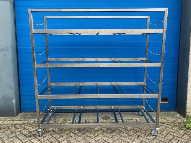 RVS stellingkast voor lijkschalen of kisten 4 lagen, Niet ingevuld, Nieuw, Niet ingevuld, Ophalen