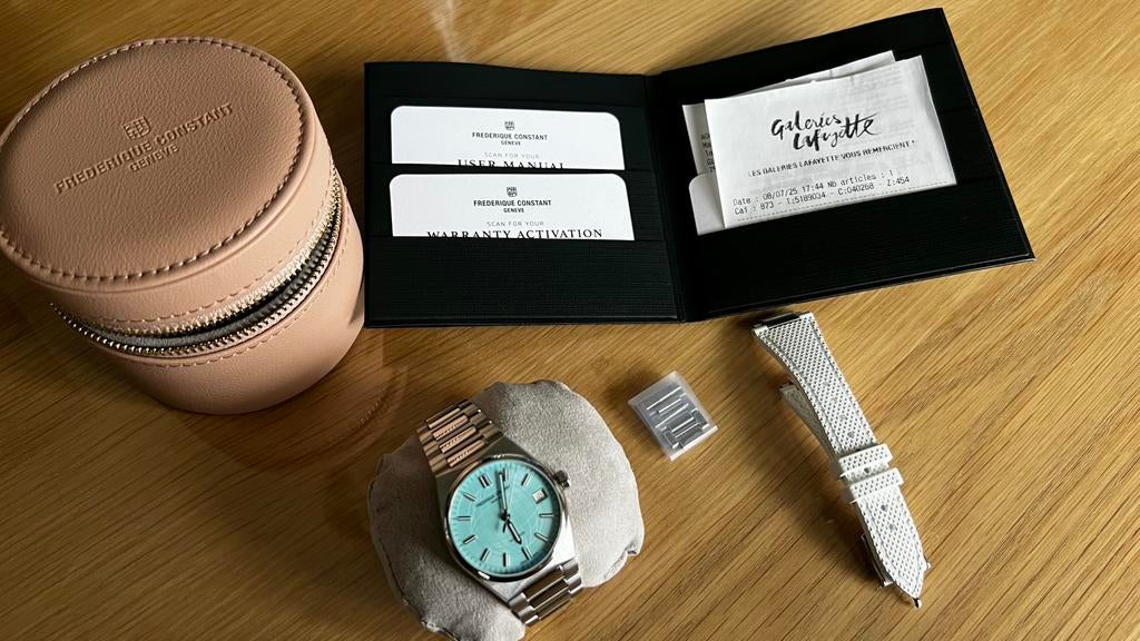Frederique Constant Highlife Tiffany Blue, Handtassen en Accessoires, Horloges | Dames, Staal, Staal, Polshorloge, Zo goed als nieuw
