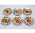 Six sous-verres vintage, porcelaine ancienne, fleurs, bord, Enlèvement ou Envoi