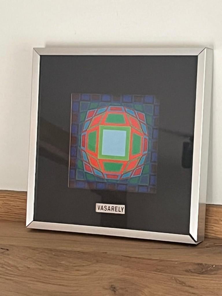 Victor Vasarely - "Gyemant" (1974) - Originele Griffon Lijst, Ophalen of Verzenden
